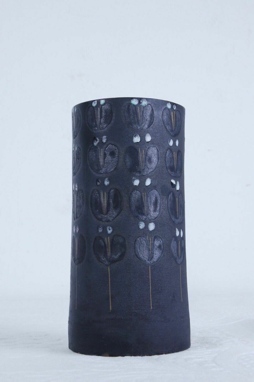 Glazed Terracotta Vase Design Pompeo Pianezzola Nove Bassano Black Flowers Decoration