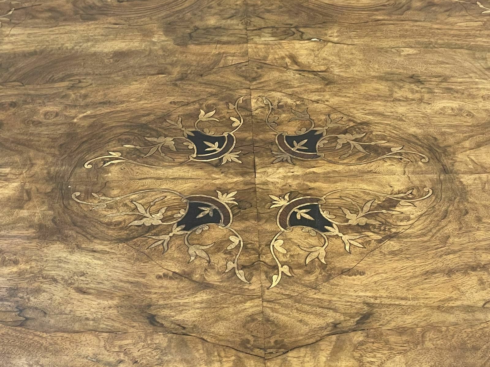 English Pedestal Table, Late 19th Century, Walnut, Ebony And Boxwood Veneer photo furniture