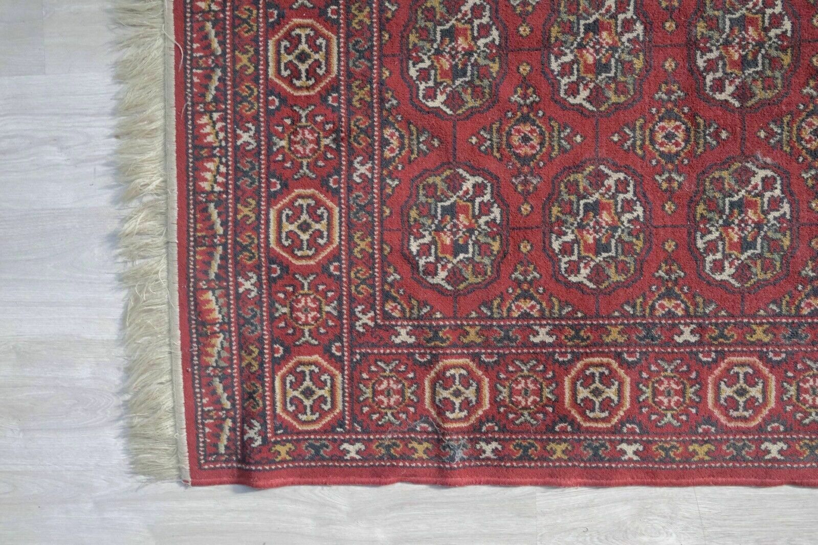 Medium Size Due Palme Zenit Wool Carpet Red With Fringes photo furniture