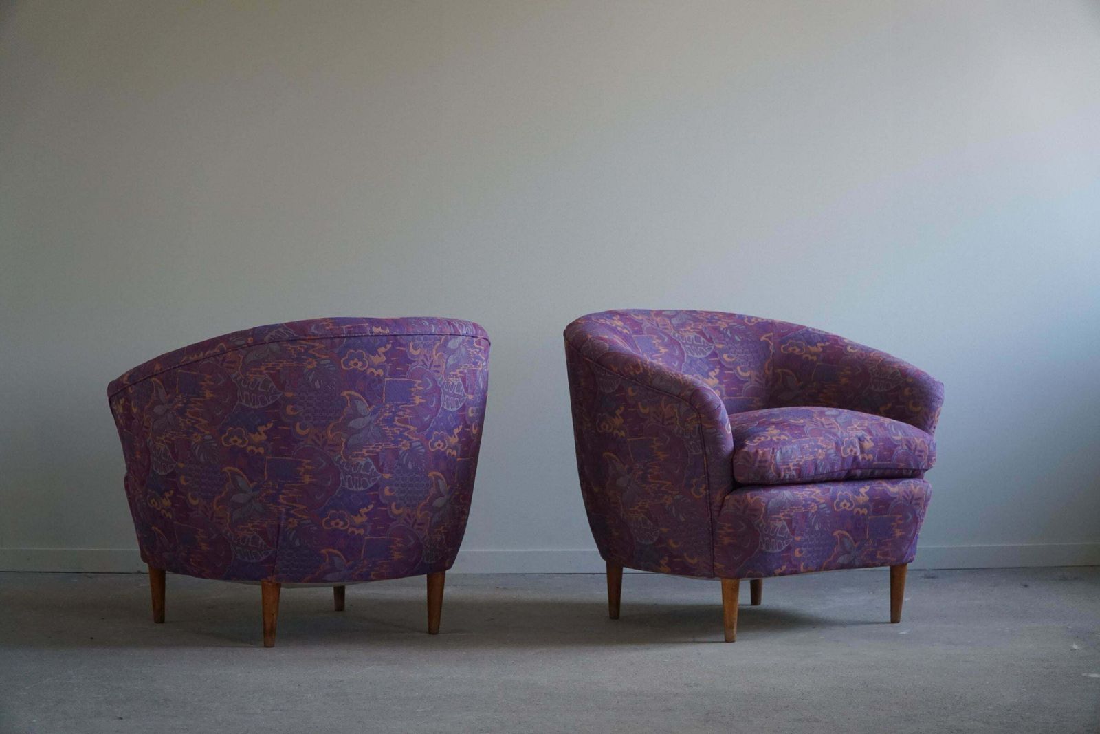 Gio Ponti, Casa E Giardino, A Pair Of Lounge Chairs, Reupholstered, 1940s photo for sale