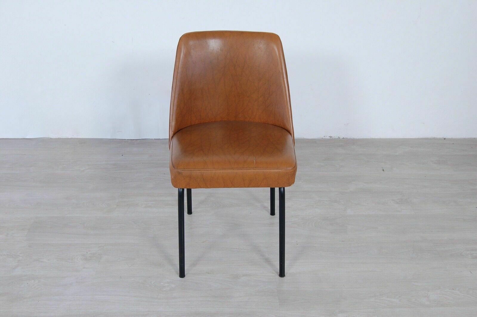 1950s Design Armchair In Iron And Brown Skay, Comfortable Vintage Seat photo furniture