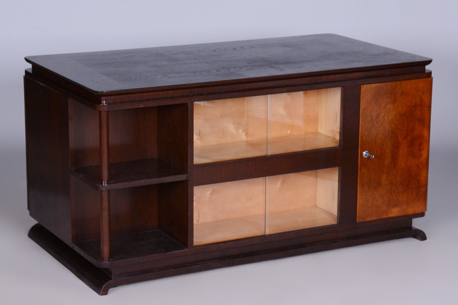 Restored Artdeco Oak Ash Writing Table, Revived Polish, Czechia, 1930s photo for sale
