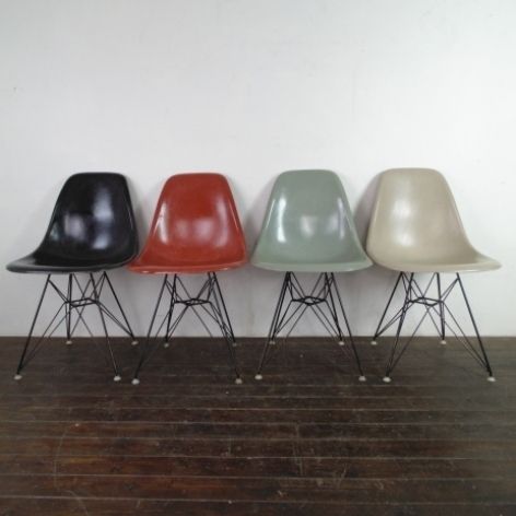 Eames Herman Miller Dsr Side Chairs On Eiffel Bases In Black / Terracotta / Seafoam Green / Light Greige