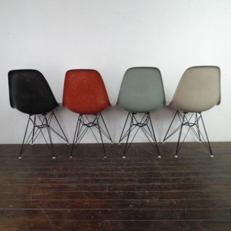 Eames Herman Miller Dsr Side Chairs On Eiffel Bases In Black / Terracotta / Seafoam Green / Light Greige photo furniture