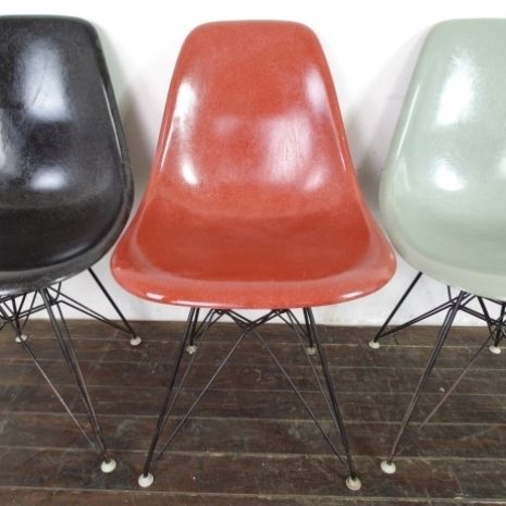 Eames Herman Miller Dsr Side Chairs On Eiffel Bases In Black / Terracotta / Seafoam Green / Light Greige photo vinterior