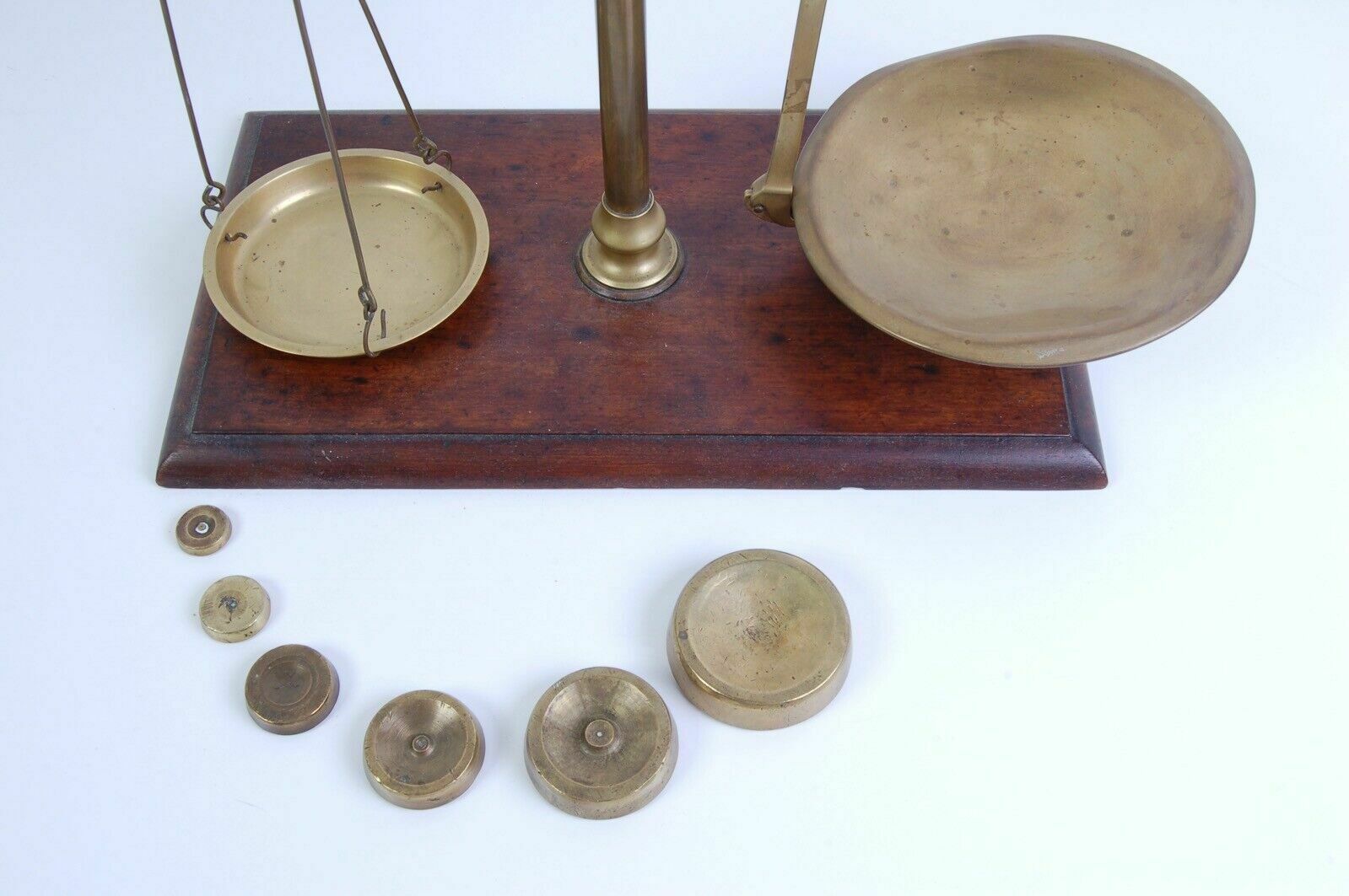 Antique Brass And Wooden Double Pan Scale W&T Avery Makers Birmingham From The 1930s photo furniture