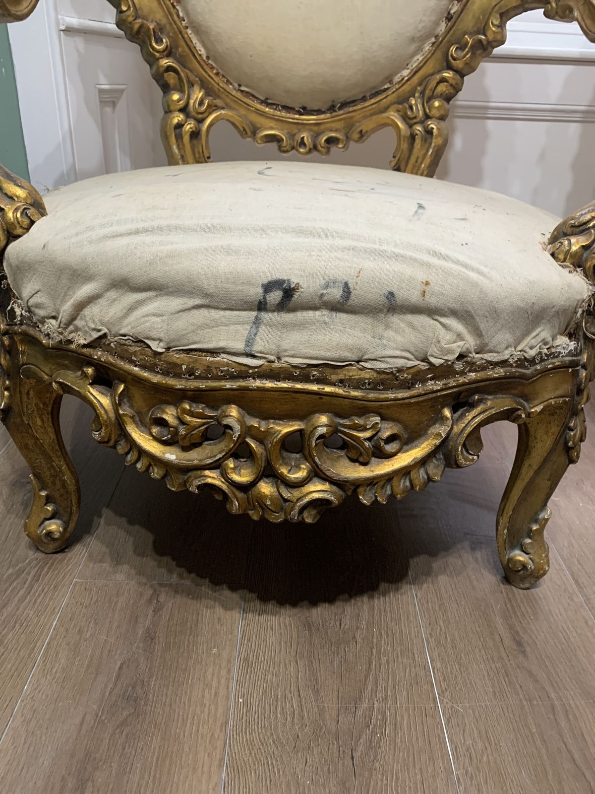 A Pair Of Rococo Gilt Wood Arm Chairs photo 875.0