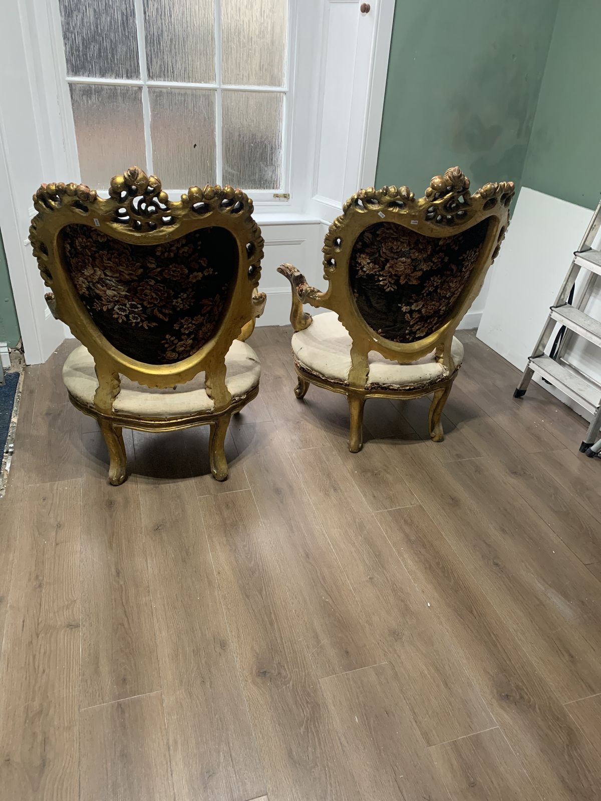 A Pair Of Rococo Gilt Wood Arm Chairs photo vinterior