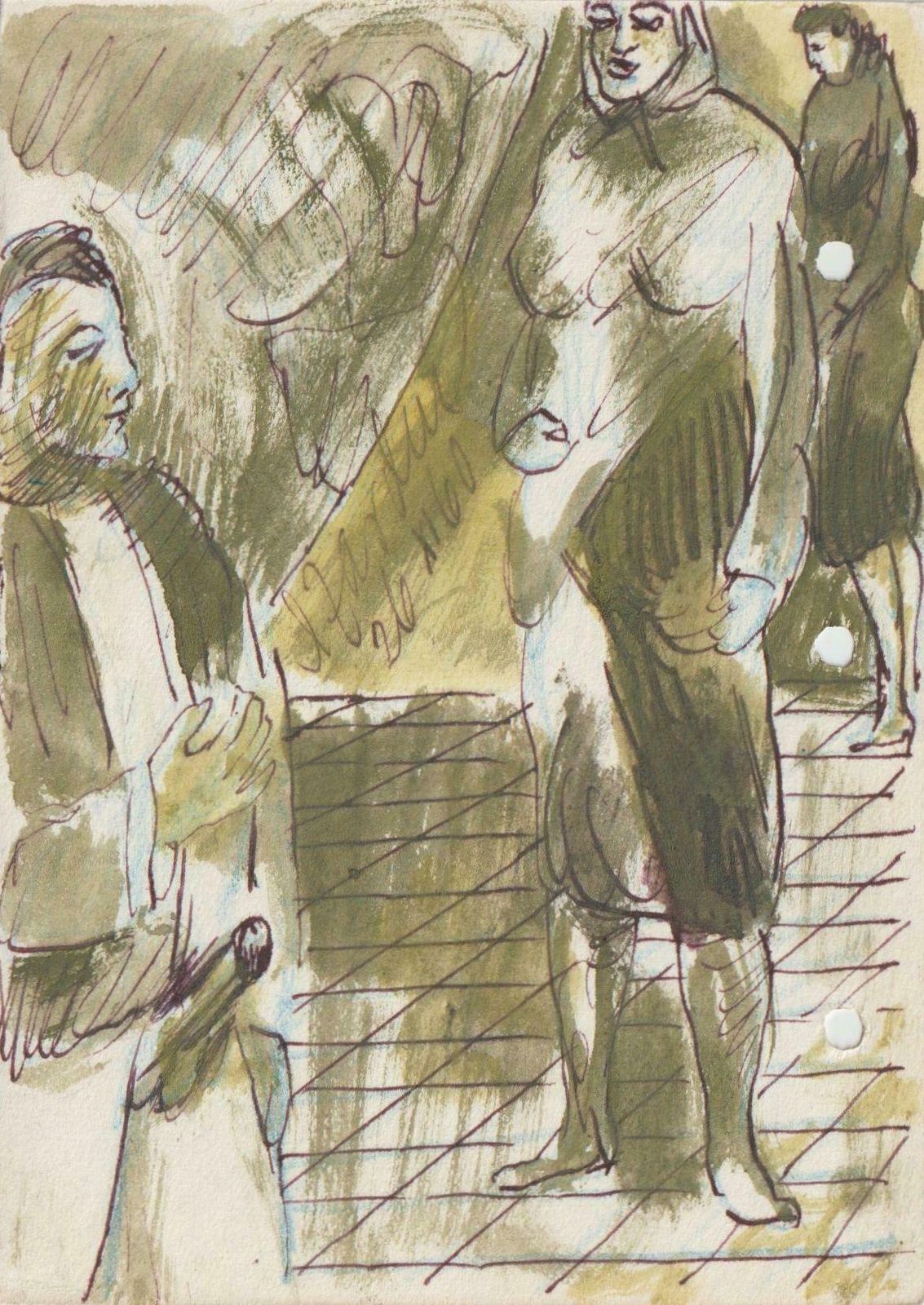 Adolfs Zardins Excitation. 1960 Paper Mixed Media Art