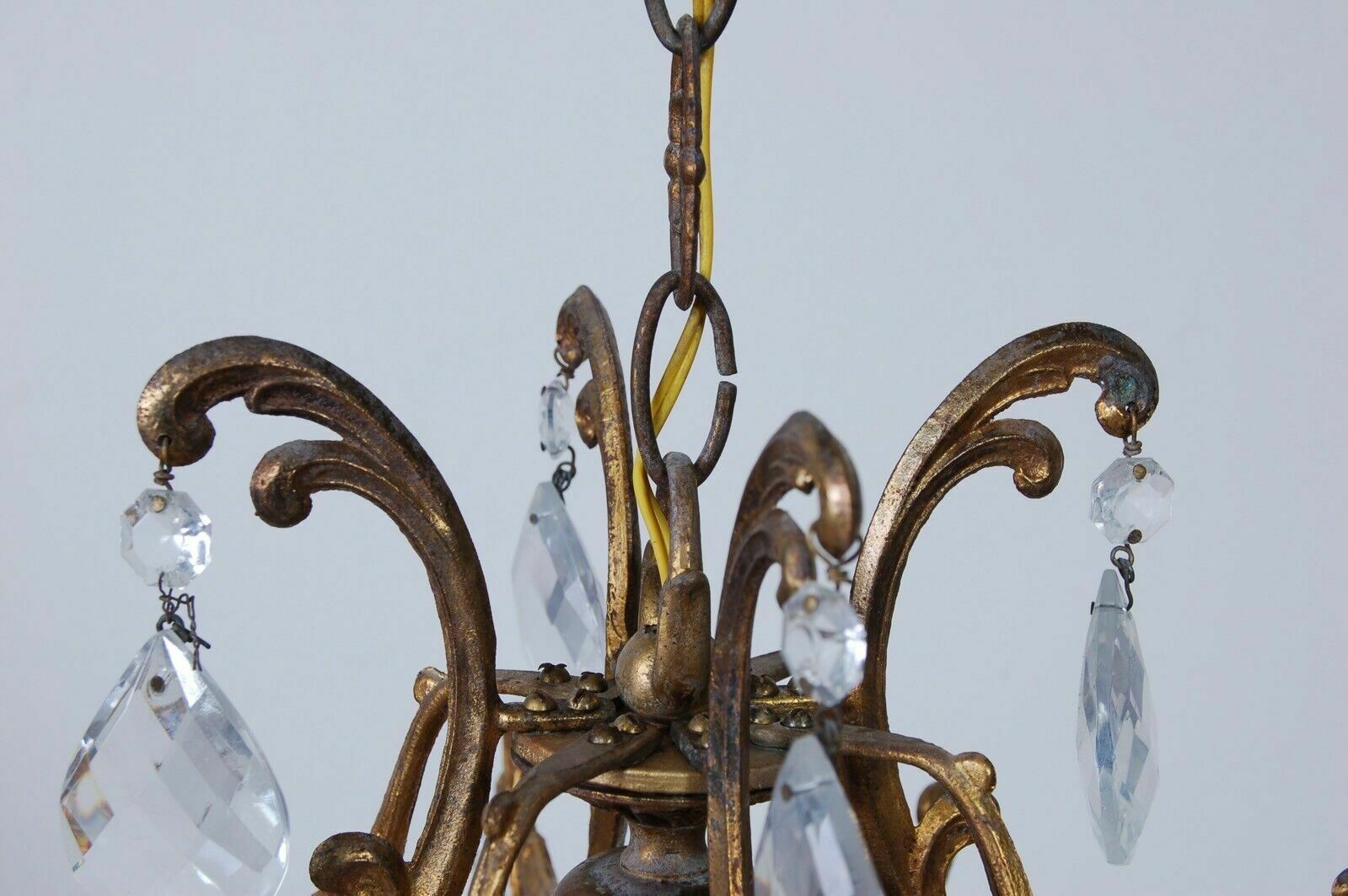 Old Chandelier Pendant Drops Vintage 1930s Design Home Furnishing. photo vinterior