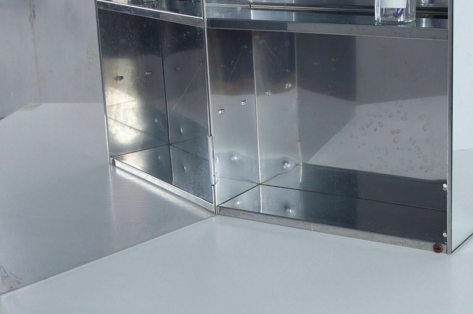 Mirror And Wall Unit Bathroom Set From The 80s Smoked Glass Integrated Appliques And Shelves photo Furniture