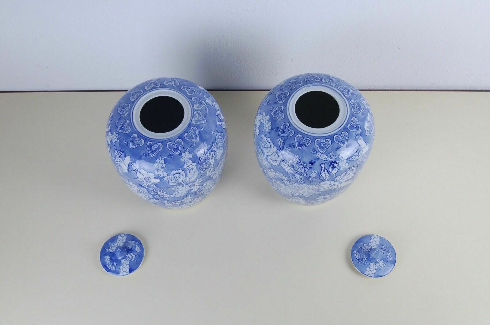 Porcelain Potiche White Blue Pair Of Floral Hand Painted Ceramic Vases photo Home Decor
