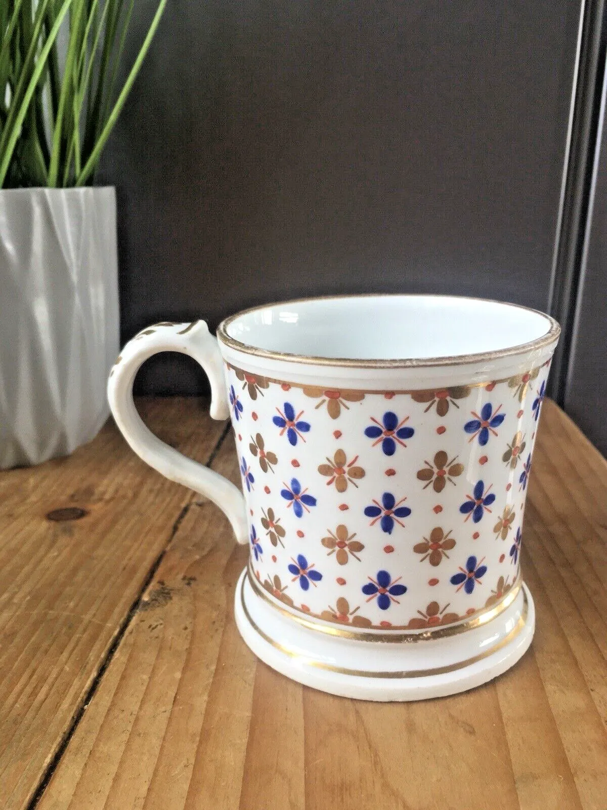 Rare Antique Coalport China Floral Quatrefoil Gilded Cabinet Cup Mug Tankard photo vinterior