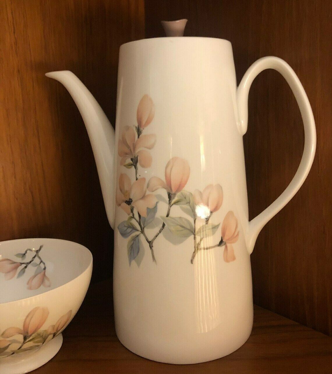 Beautiful Vintage English Midcentury Fine Bone China Tea And Coffee Set By Royal Adderley In ‘Ophelia’ Magnolia Pattern