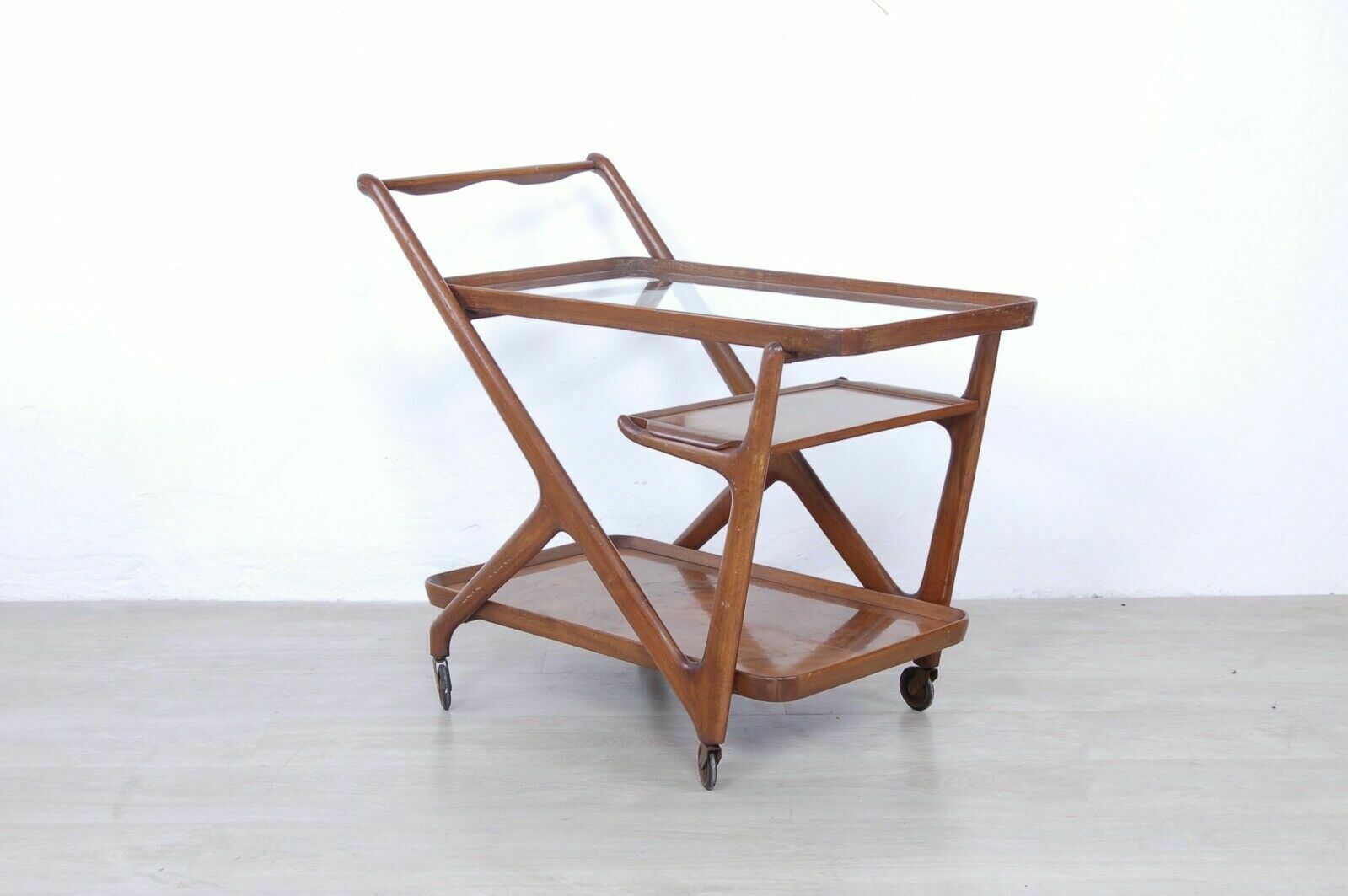 Cesare Lacca For Cassina Bar Trolley With Beech Wood Design From The 1950s photo for sale