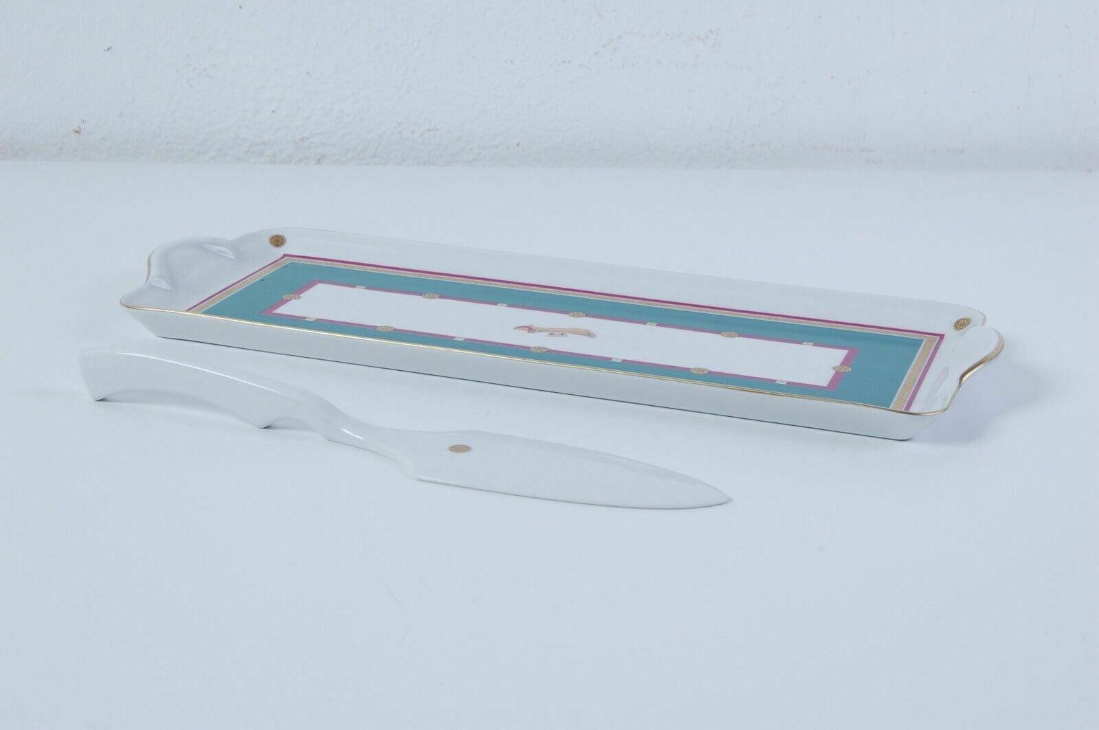 Porcelain Ancap Piccadilly Dessert Service Horse Racing Horses Gold Plate Tray photo Home Decor