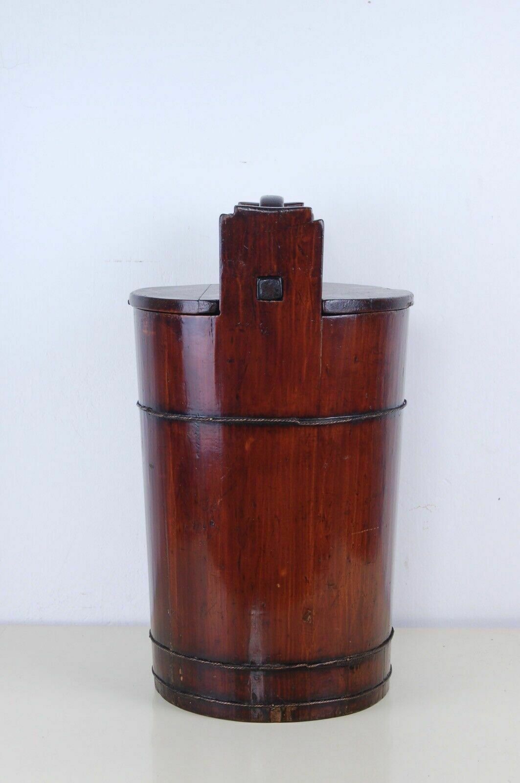 Antique Bucket With Lid Old Wooden Sugar Bin Firkin photo Home Decor