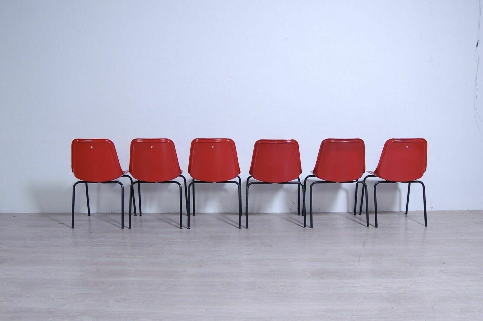 Set Of Six Chairs Mim Roma Vintage Design Chair From The 60s In Iron With Red Plastic photo vintage