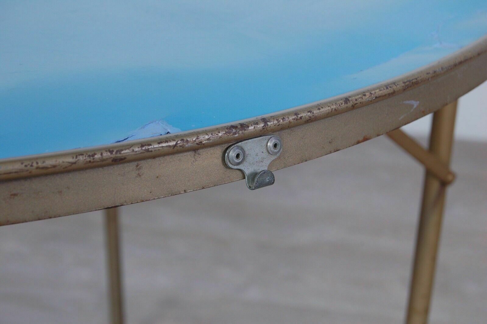 Round Folding Table, 1950s Design, Light Blue Suitcase Picnic Table photo furniture