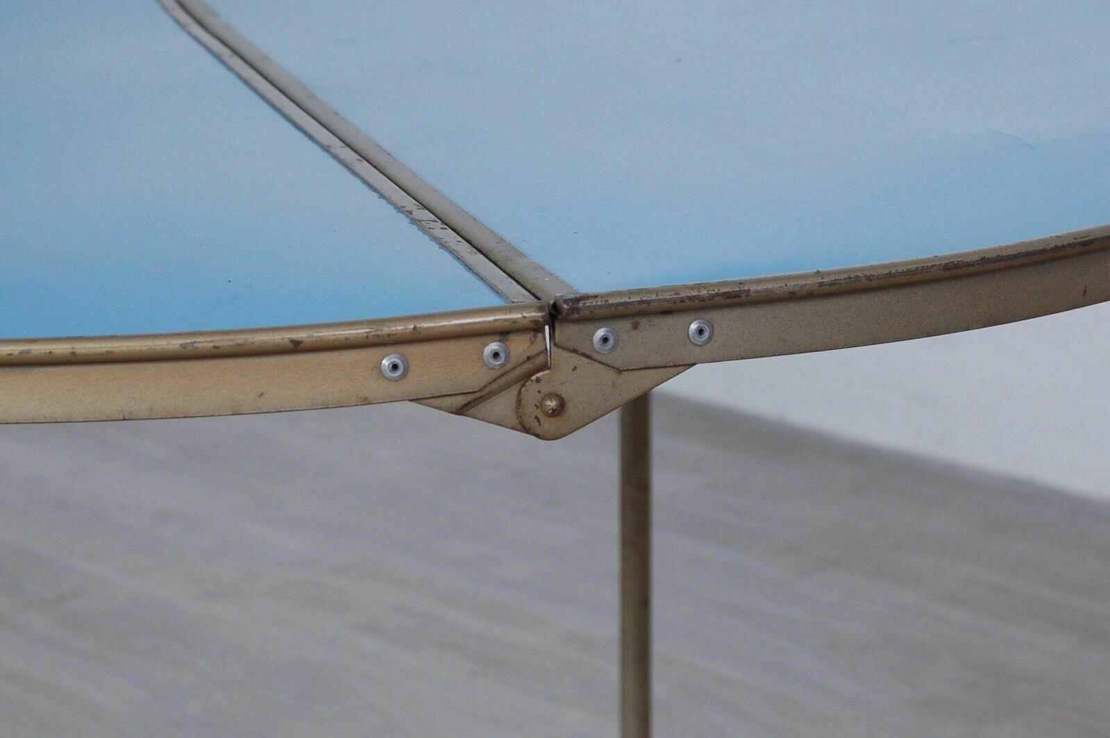 Round Folding Table, 1950s Design, Light Blue Suitcase Picnic Table photo Furniture