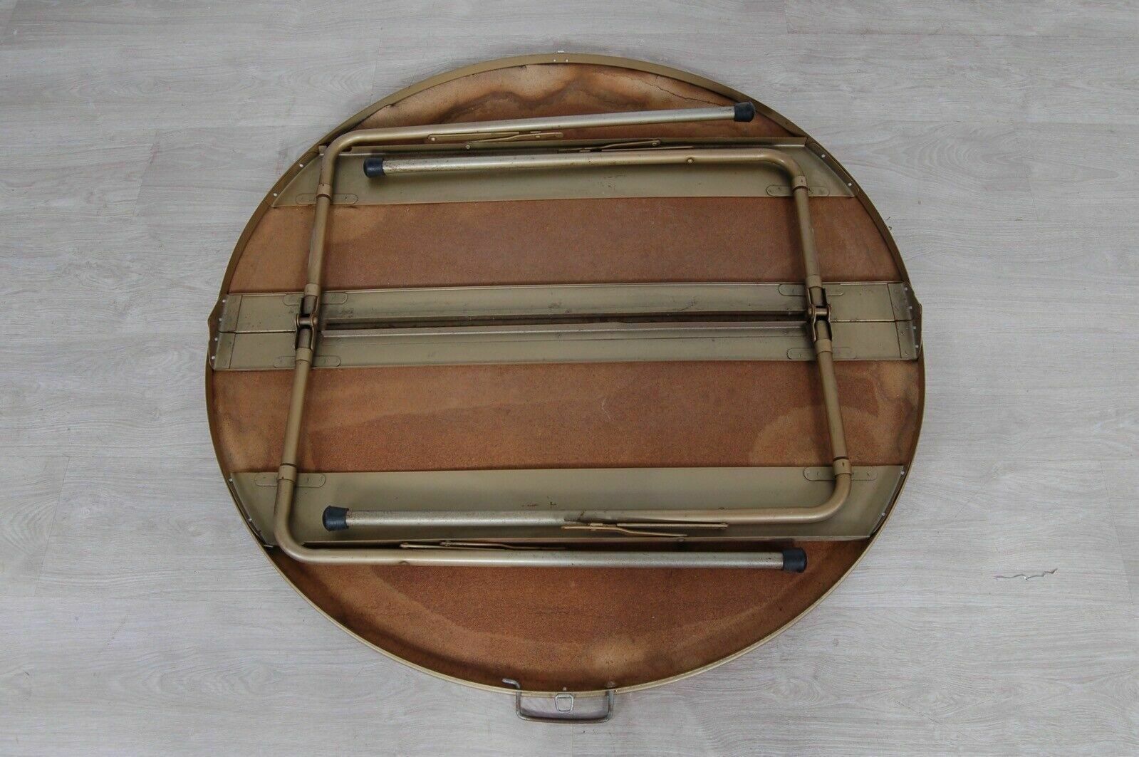 photo furniture Round Folding Table, 1950s Design, Light Blue Suitcase Picnic Table
