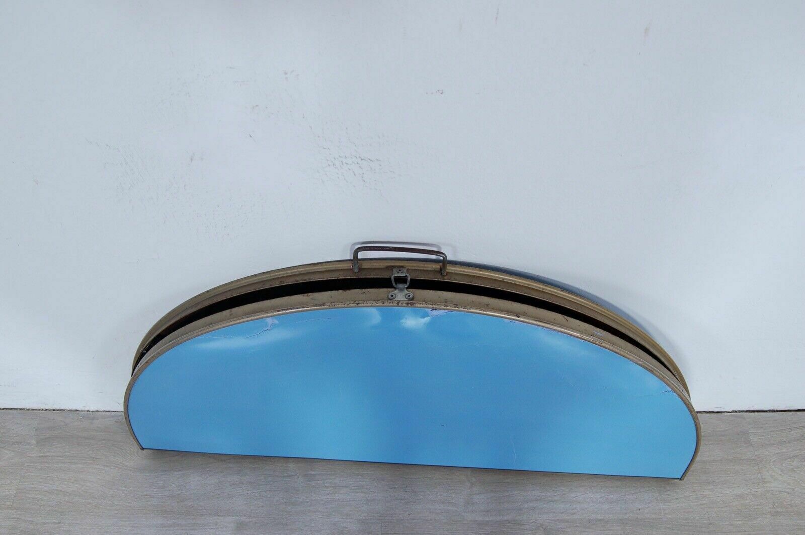 Furniture Round Folding Table, 1950s Design, Light Blue Suitcase Picnic Table photo