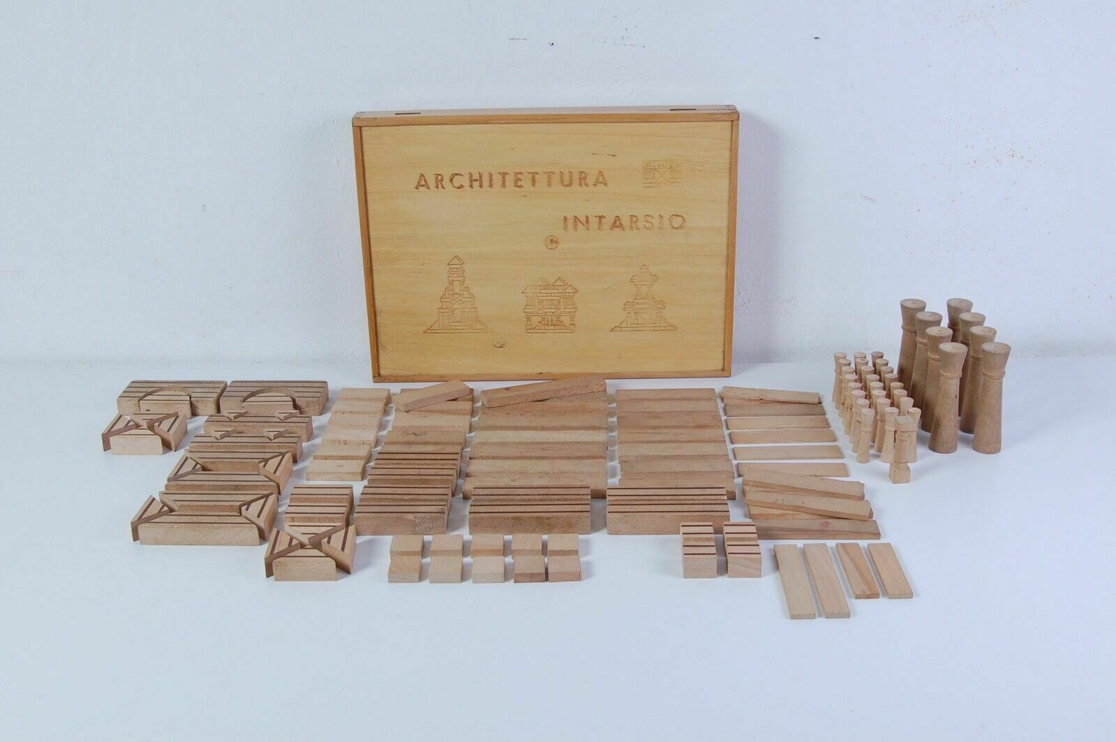 Vintage Wooden Constructions Old Inlay Architecture Game To Build
