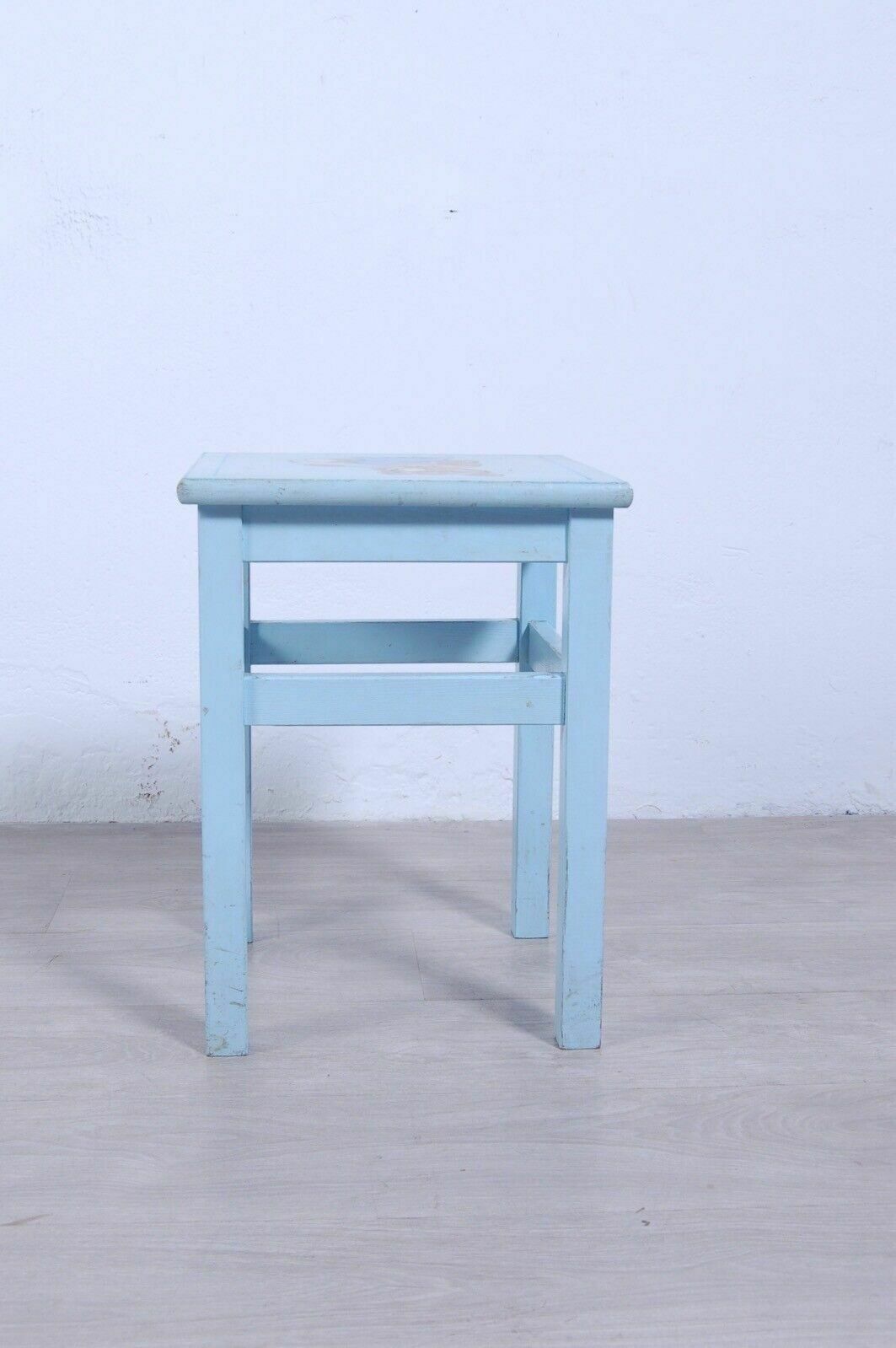 Vintage Stool Restyling Shop Windows Baby Girl Blue With Teddy Bear photo 72.0