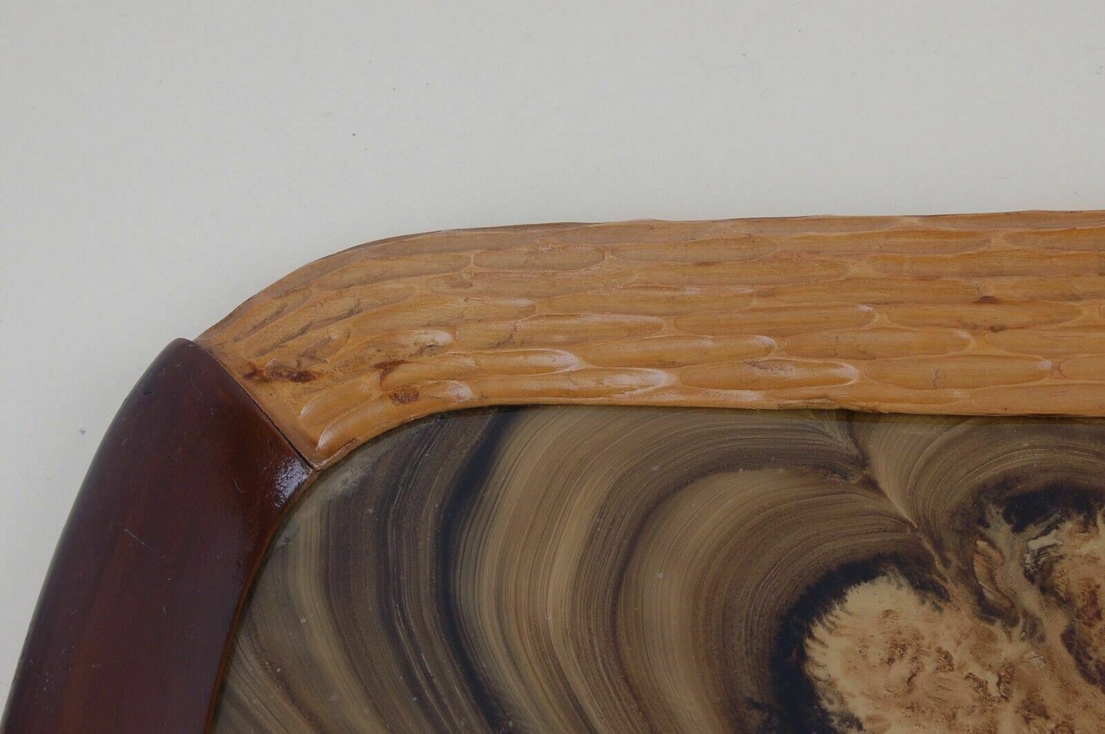 Wooden Tray Worked In Various Essences And Fratelli Cerati Glass From The 60s And 70s photo 59.0