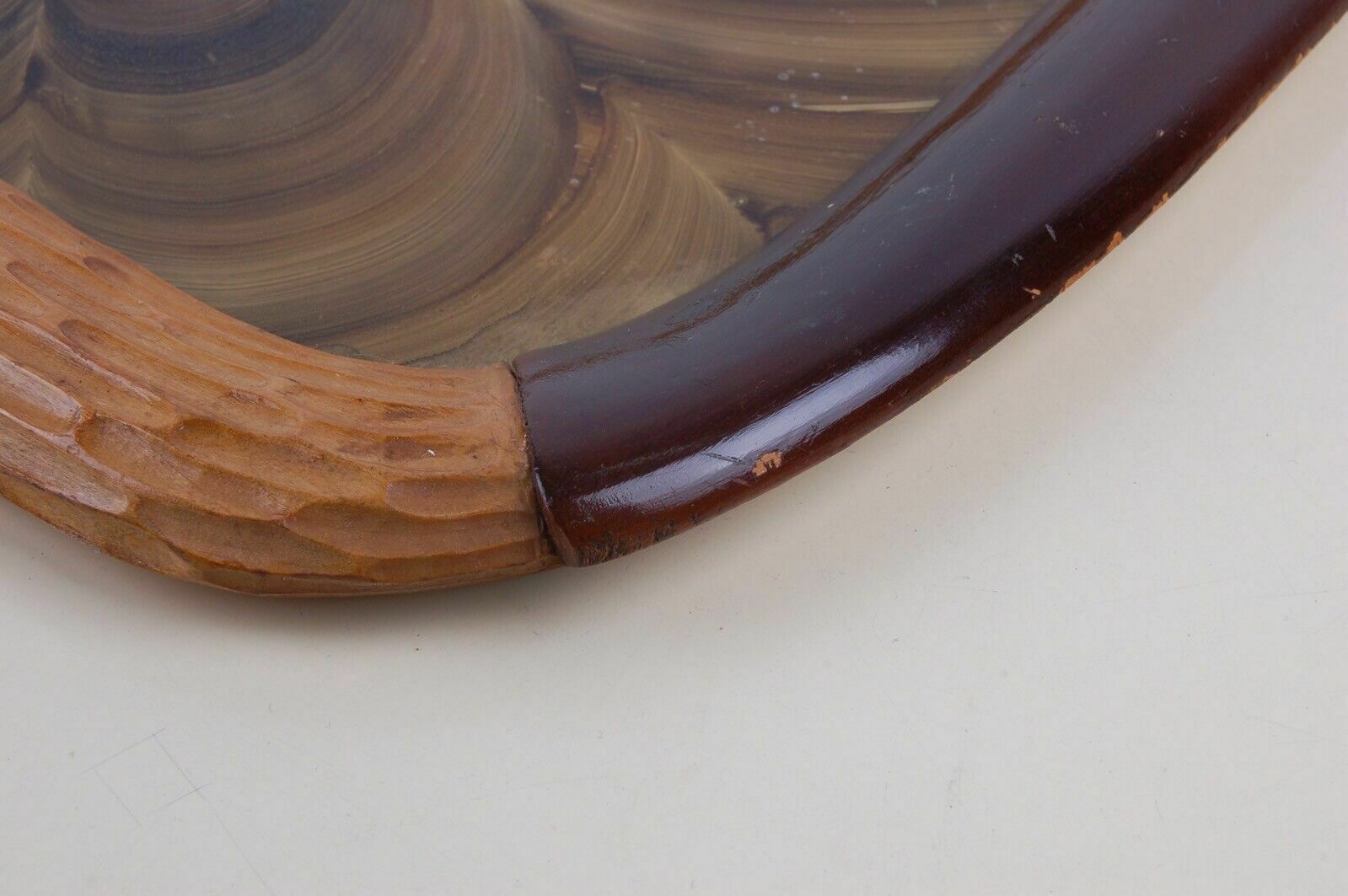 Wooden Tray Worked In Various Essences And Fratelli Cerati Glass From The 60s And 70s photo vintage