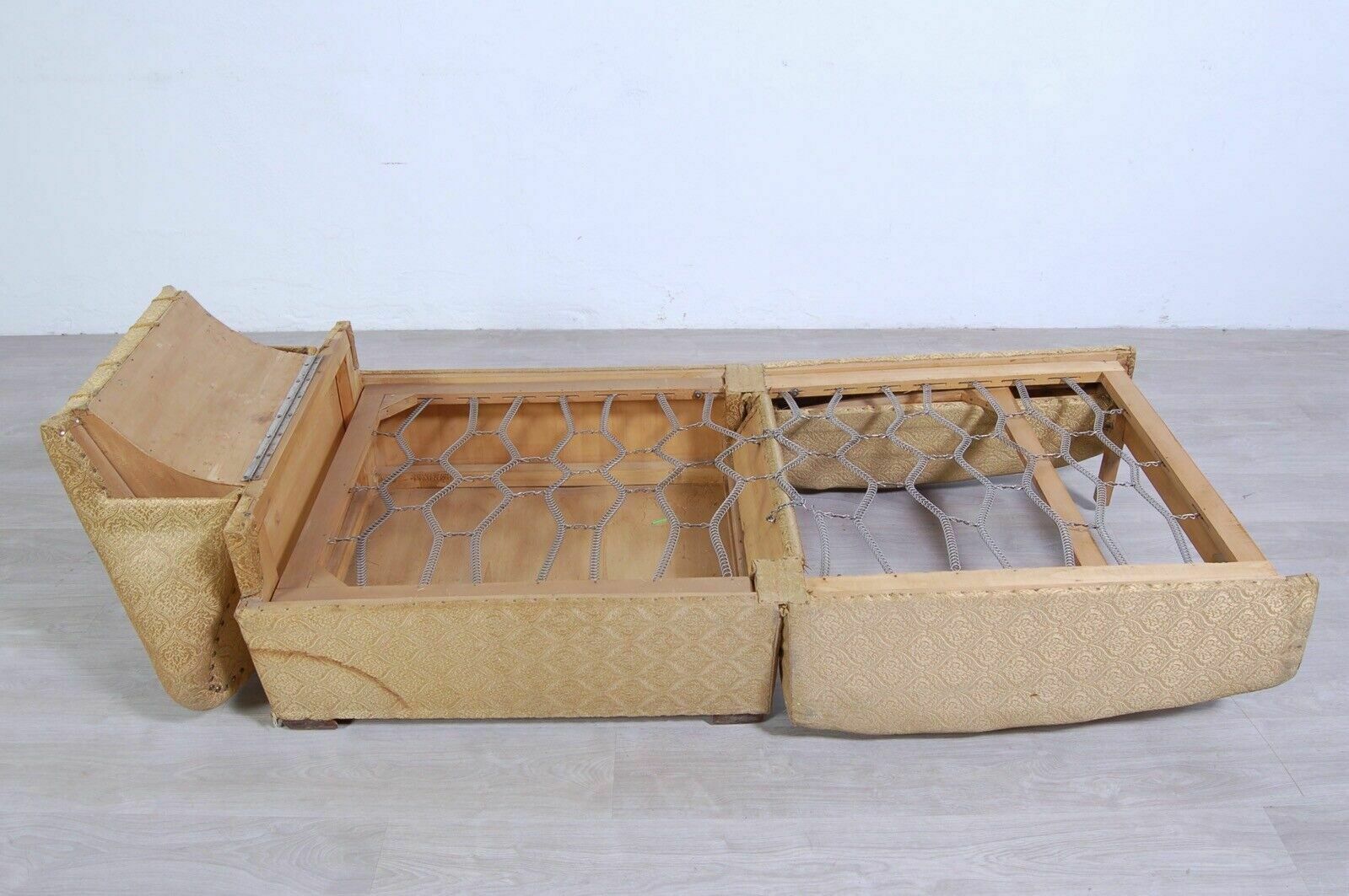 Old Mid Century Bed Armchair Convertible Wooden Bed Armchair photo vinterior