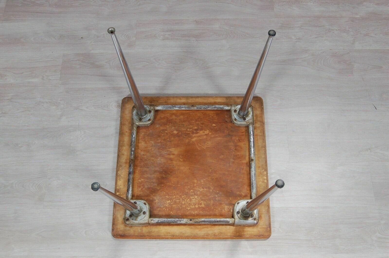 100.0 1950s Table, Formica Top, Iron Legs. As A Child, Height 58 Cm. photo