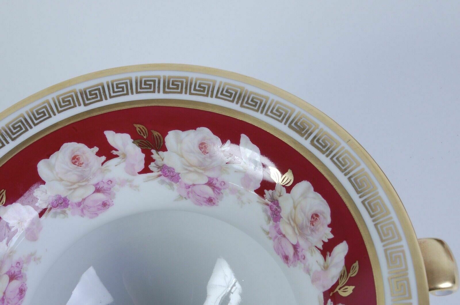 Limoges Ceramic Vase, Magenta Ceramic Ornament With Floral Gold Edge photo buy