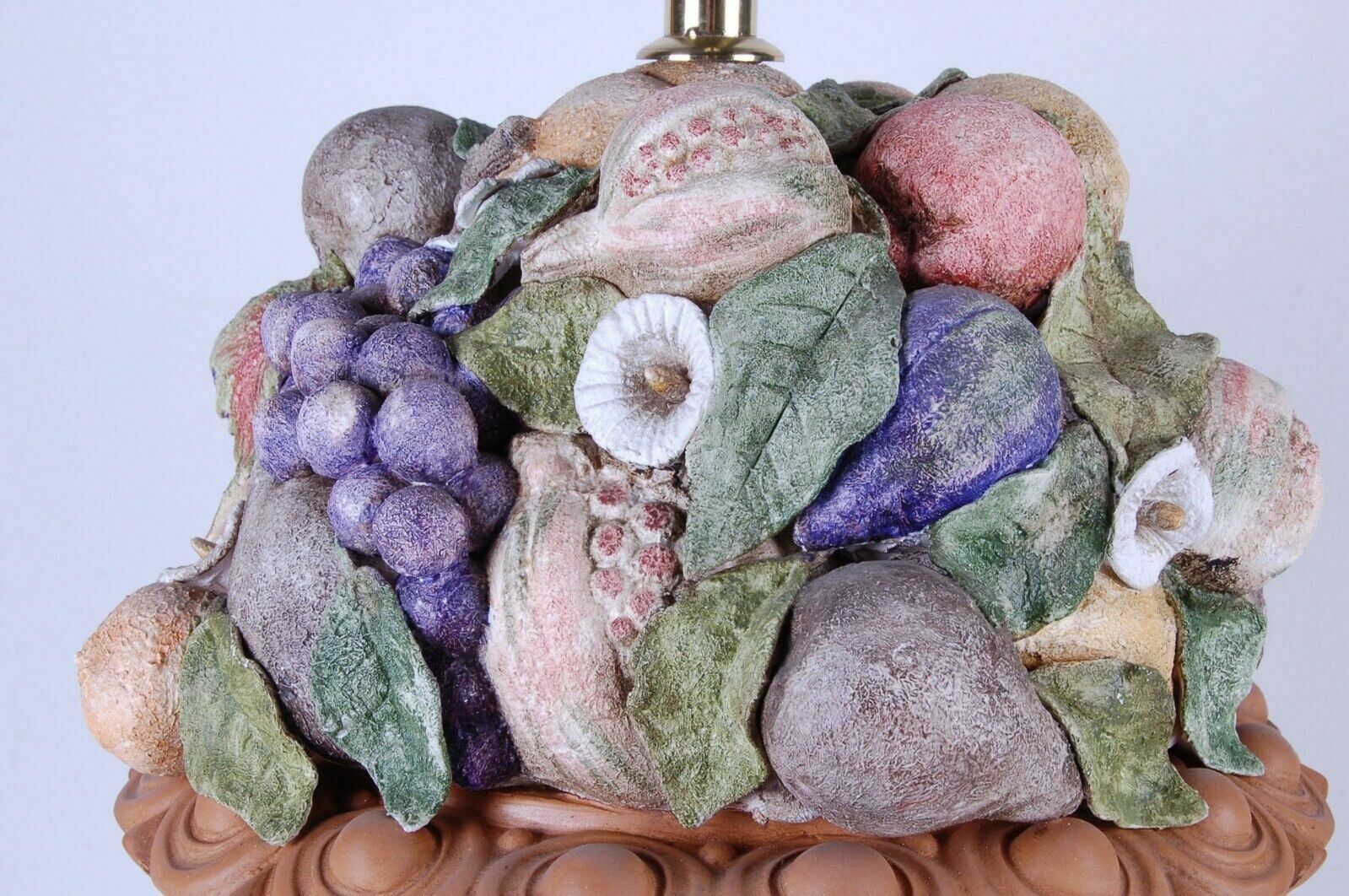 Colored Worked Terracotta And Brass Table Lamp, A. Bianchini Florence. photo 168.0