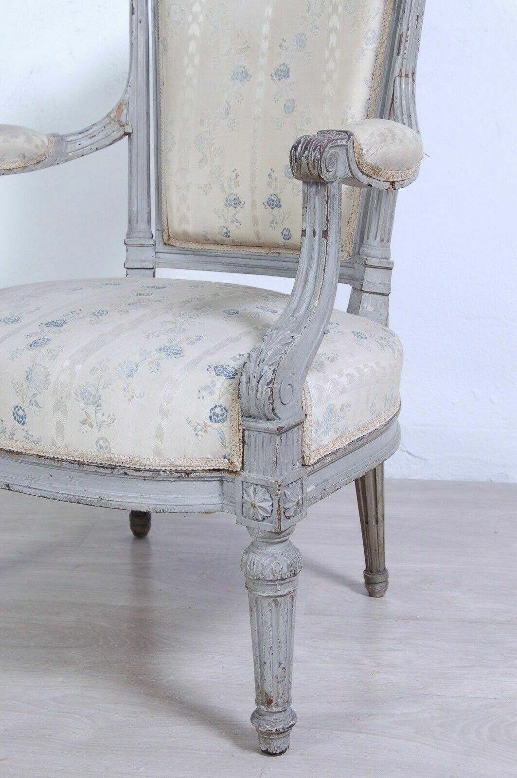Antique Louis XVI Style Armchair From The End Of The 19th Century In Wood Antique Old Seat photo vinterior