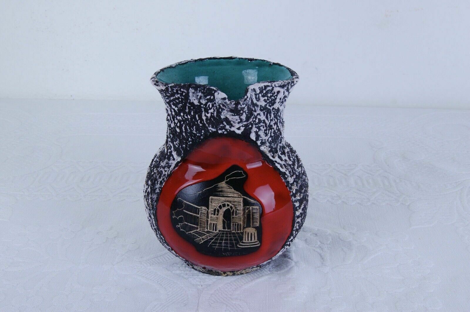 Pitcher Oil Vinegar Table Set Enamelled Lava Stone Memory Of Pompeii In Lava photo 74.0