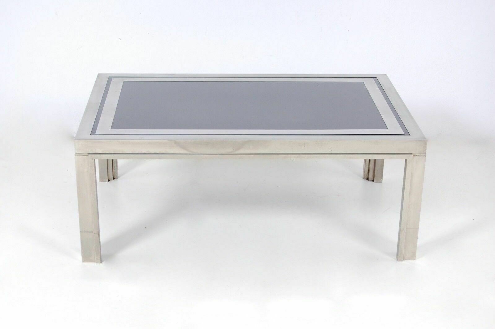 Table, Coffee Table, 70s Design, Steel And Smoked Glass. photo Furniture