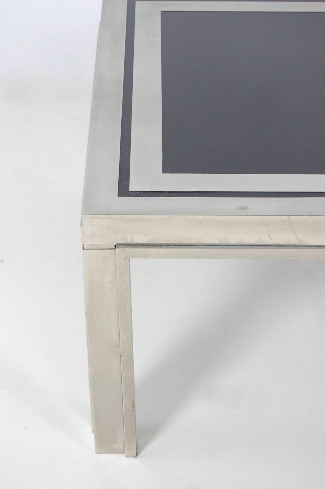 Table, Coffee Table, 70s Design, Steel And Smoked Glass. photo 237.0