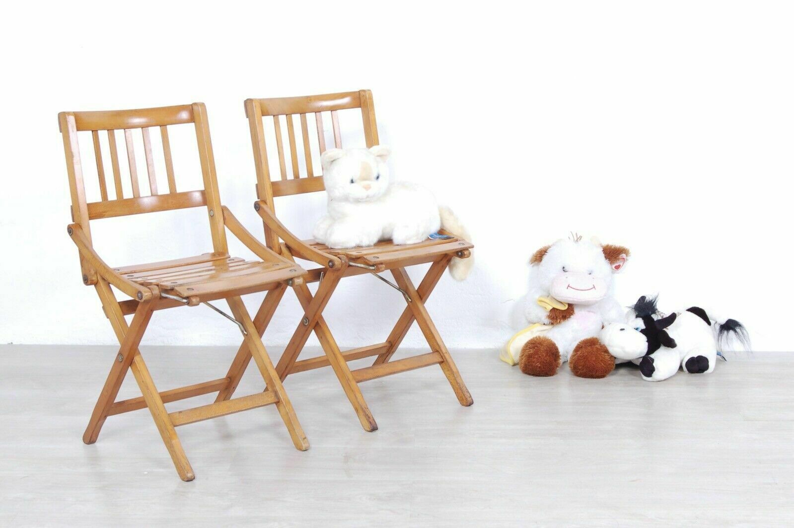 Fratelli Reguitti Folding Chair Pair Of Children's Wooden Chairs From The 60s, Vintage