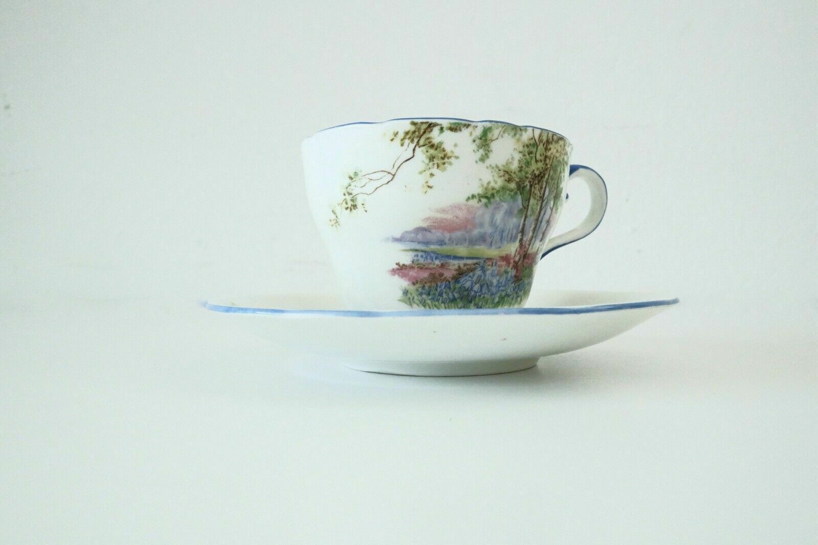 Aynsley England Bone China Landscape Birch Collection Teacup With Stand photo buy