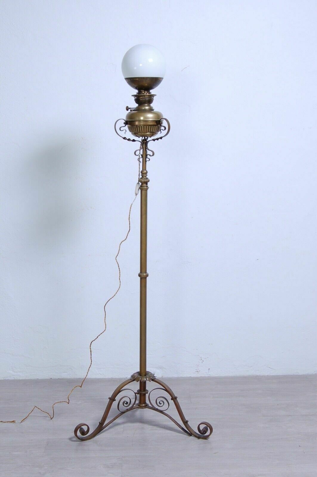Trevithick Award Alfred Szlumper Electrified Brass Oil Floor Lamp photo furniture