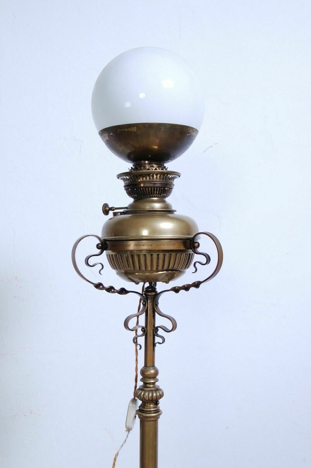 Trevithick Award Alfred Szlumper Electrified Brass Oil Floor Lamp photo 316.0