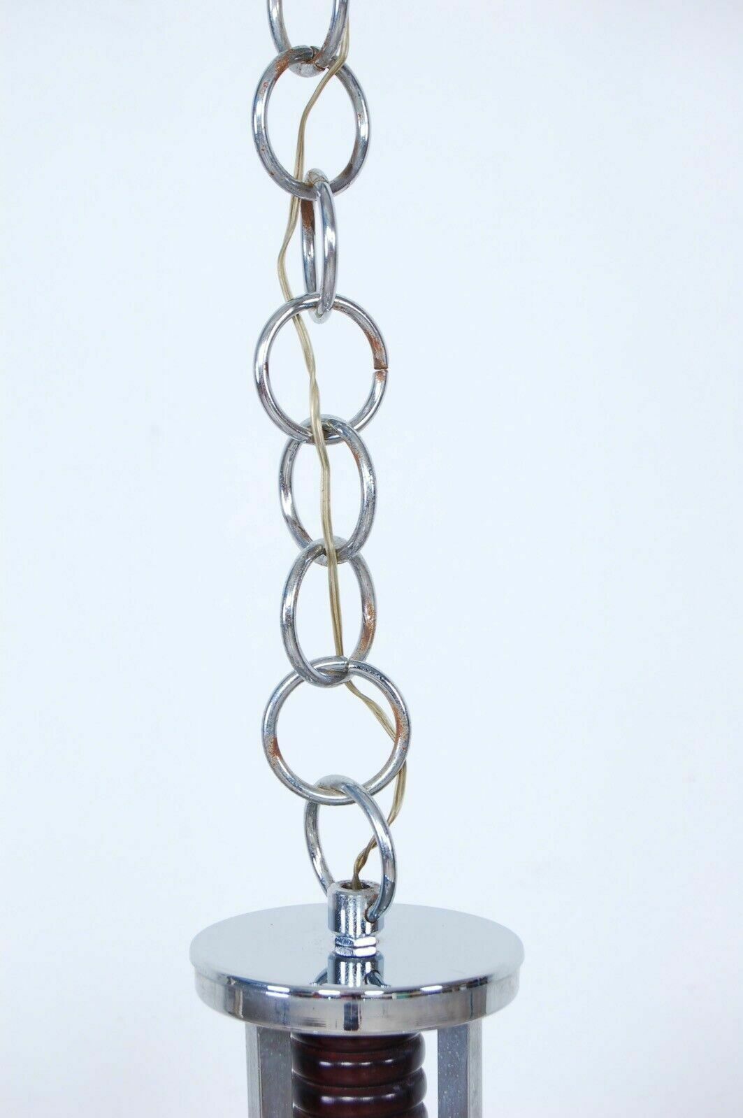 Design Chandelier From The 70s With Three Lights In Steel And Murano Glass In The Mazzega Style photo for sale