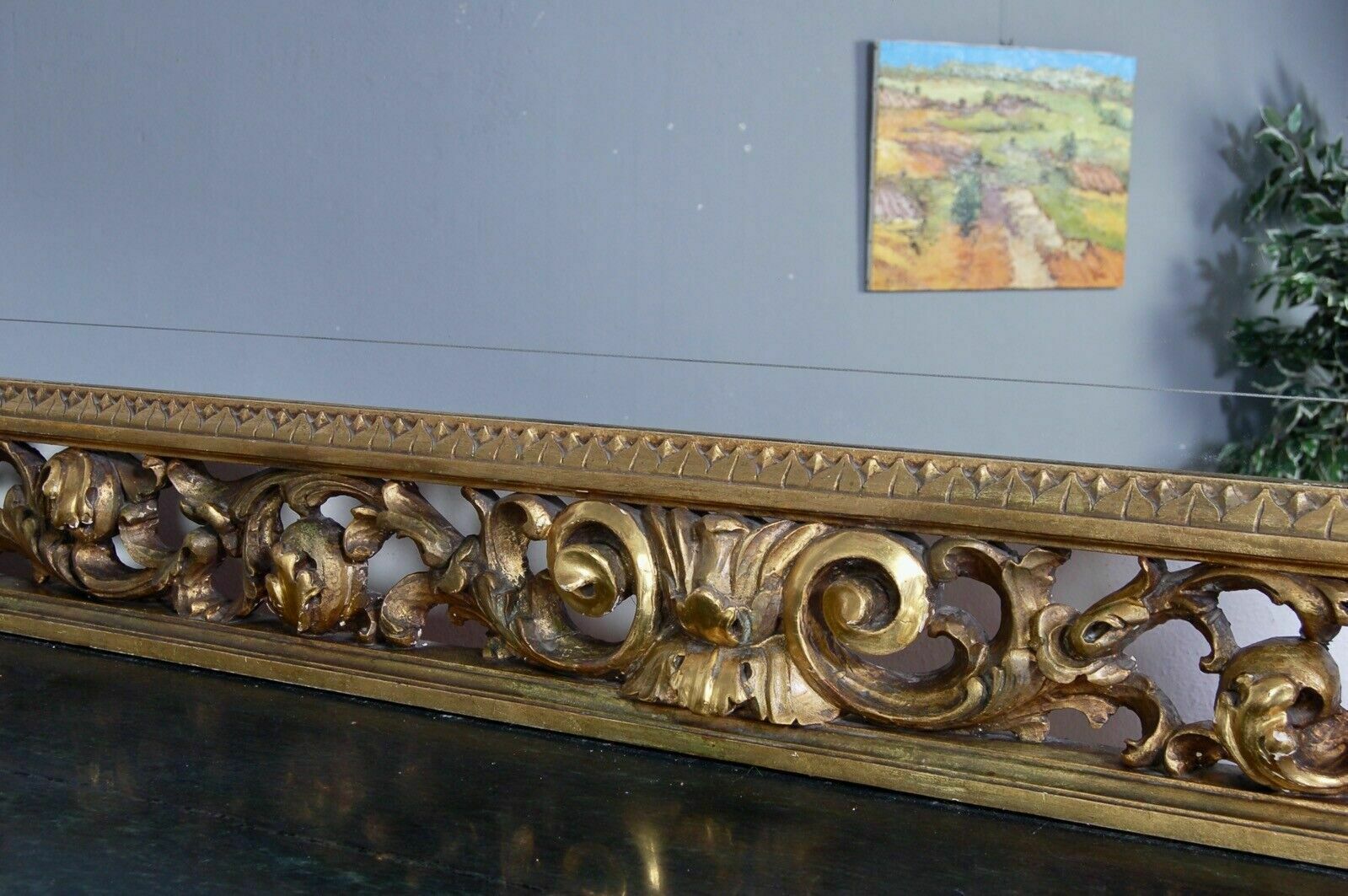 Empire Sideboard In Briar Root, Green Marble Top. Large Gilded Mirror photo Furniture