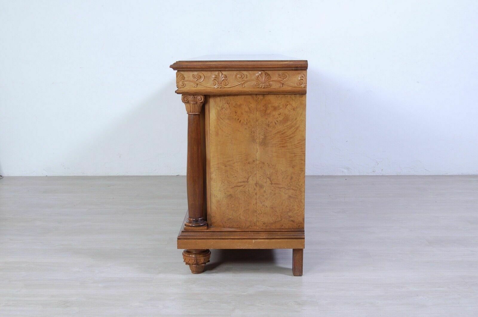 1106.0 Empire Sideboard In Briar Root, Green Marble Top. Large Gilded Mirror photo