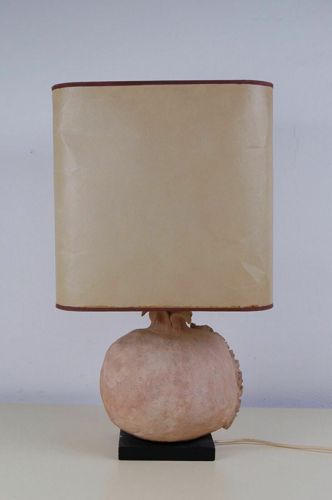 Vintage Table Lamp Base In Worked Terracotta Shape Of A Large Pomegranate photo 190.0