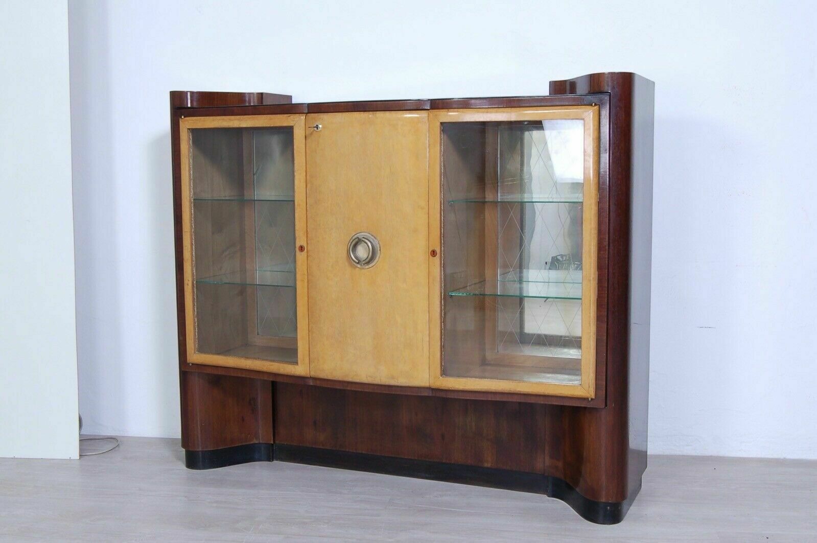 Art Decò Bar Cabinet Briar Sideboard Double Essence Showcase Revolving Door 1940s
