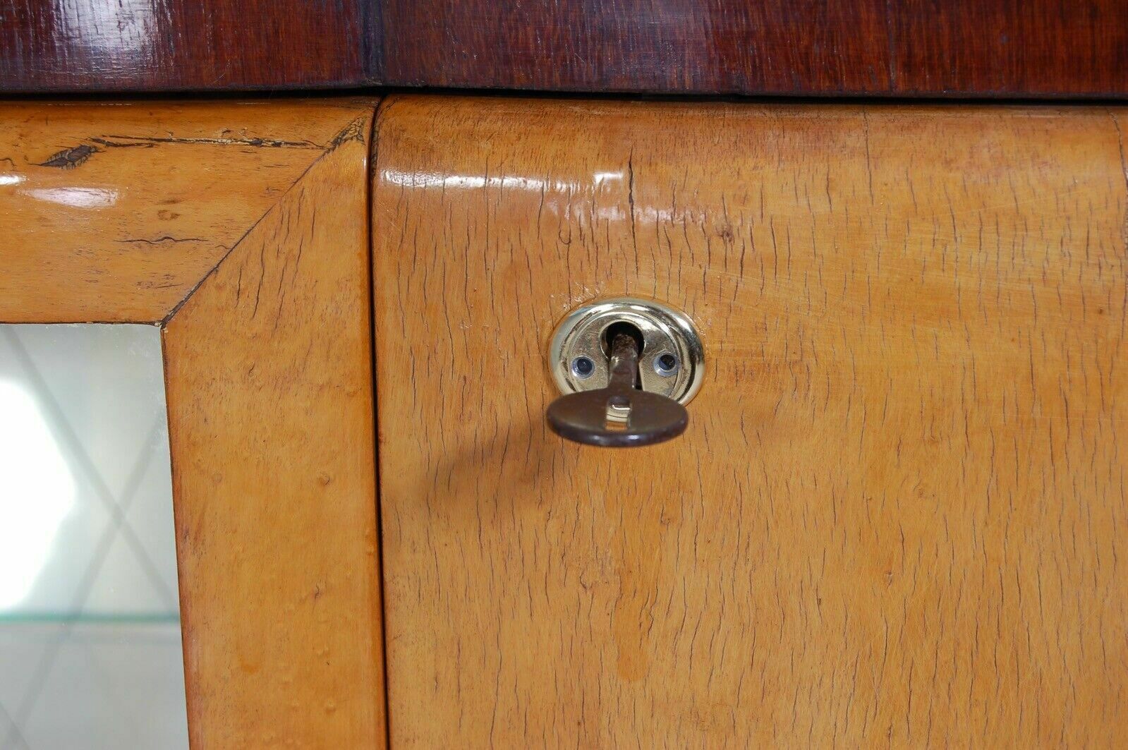Art Decò Bar Cabinet Briar Sideboard Double Essence Showcase Revolving Door 1940s photo vintage