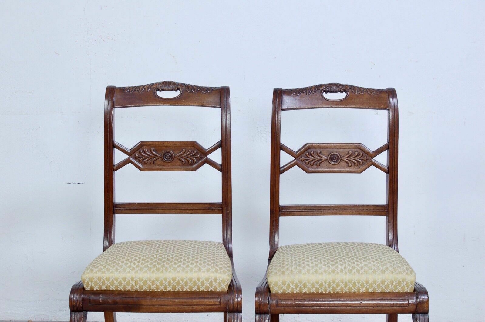 Pair Of Old Carved Wooden Chairs, Design And Production From The Early 1900s photo vinterior