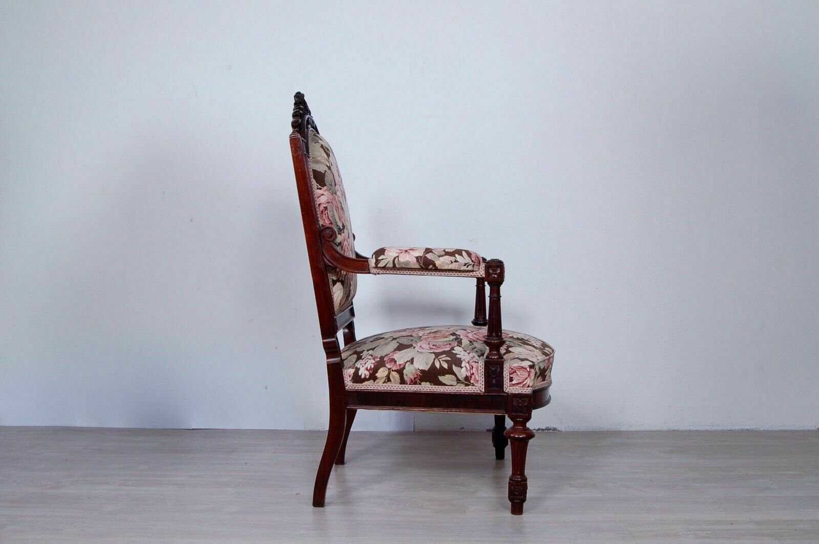 Umbertina Armchair In Mahogany, Original From The End Of The 19th Century. photo vintage